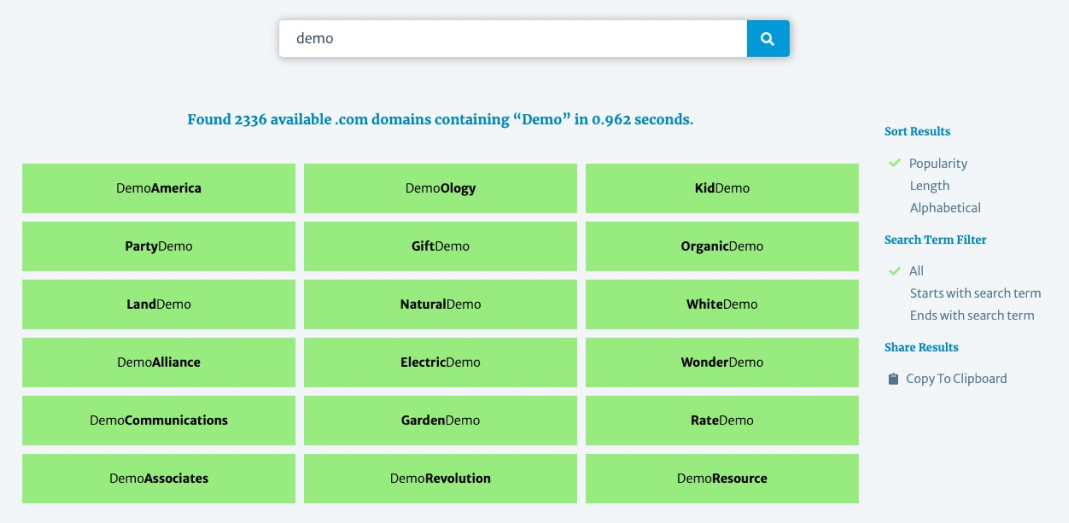 Lean Domain Search Screenshot